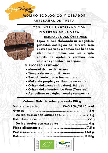 Tagliatelle Trigo Integral- Pimentón de la Vera Eco